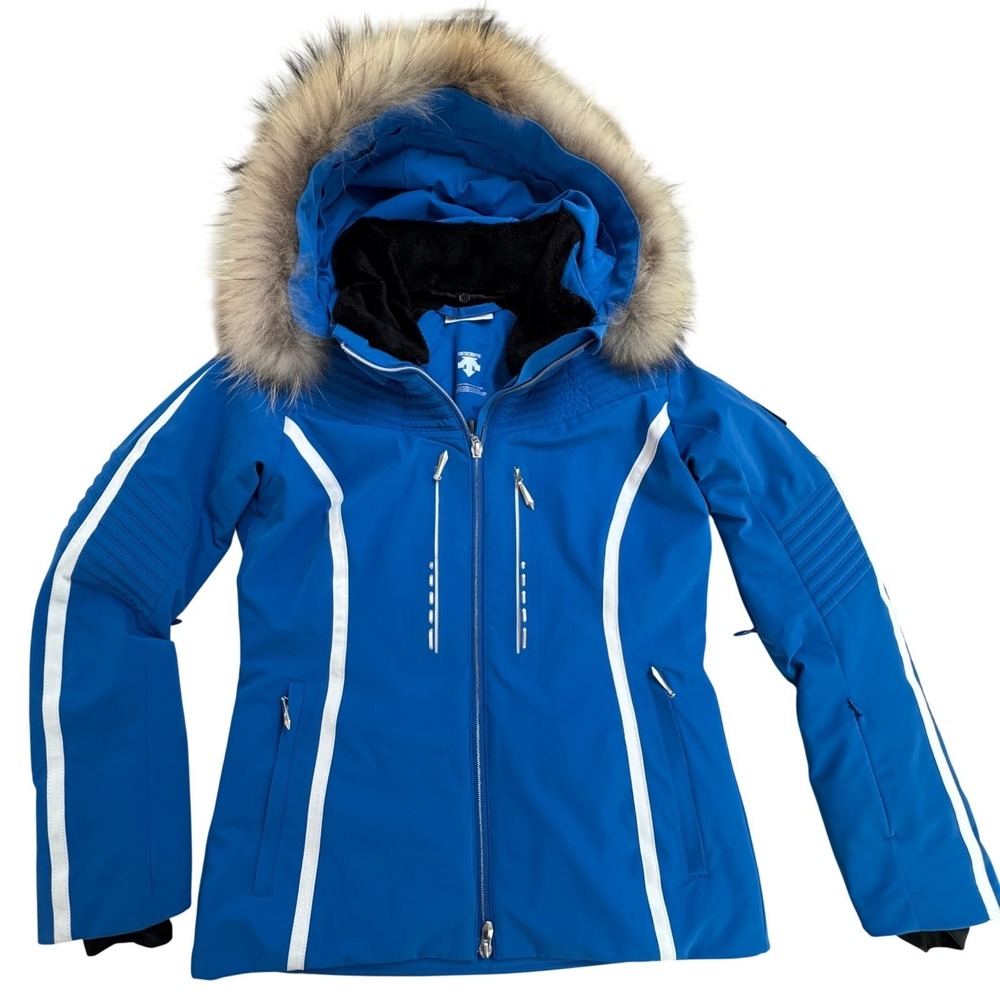 Descente Luxury Ski Jacket Real Fur Trim Insulated Removable Hood Women's 6